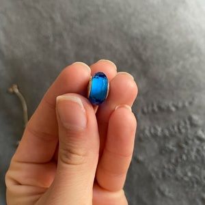 PANDORA sterling silver blue glass charm